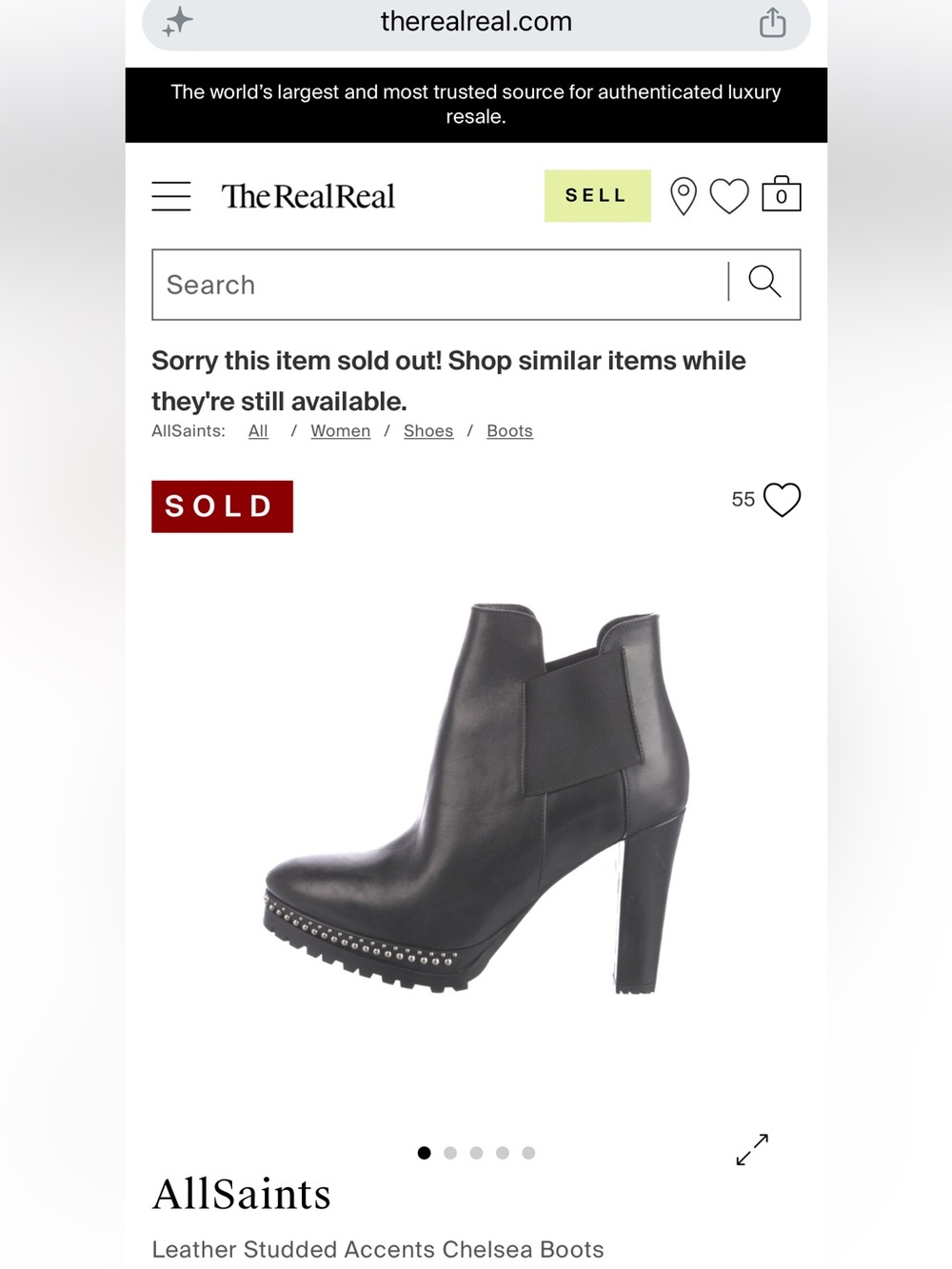 AllSaints Devora | Like New | 37 (7) Leather Studded Accents Chelsea Boots